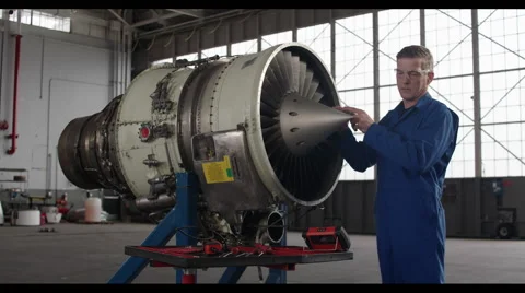 Jet Engine Turbine Repair Stock Footage