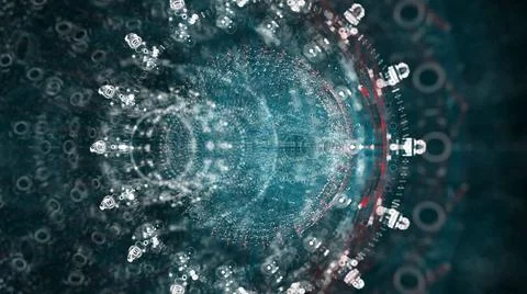 Jet engine x-ray transparent with particles Stock Illustration