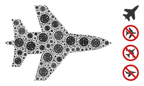 Jet Fighter Collage of CoronaVirus Items Stock Illustration
