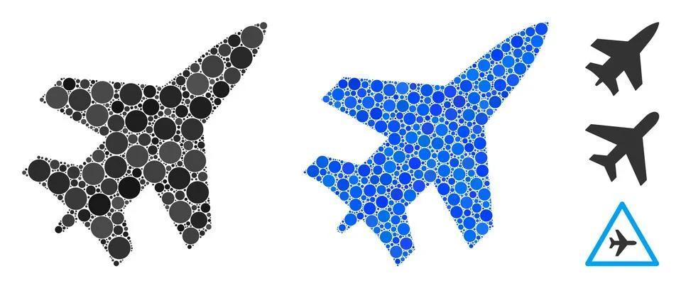 Jet Fighter Composition Icon of Round Dots 스톡 일러스트