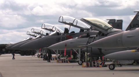 Jet Fighter flight line at Red Flag Alaska Stock Footage 32583325
