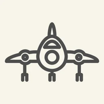 Jet fighter front view line icon. Airplane vector illustration isolated on white Ilustración de archivo