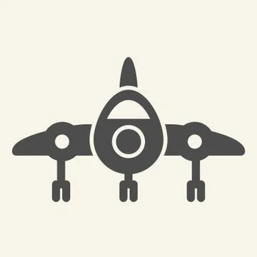 Jet fighter front view solid icon. Airplane vector illustration isolated on Stock Illustration