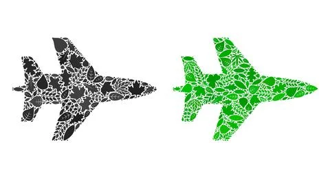 Jet Fighter Icon Eco Composition of Floral Elements Stockillustratie