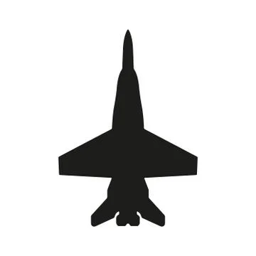 Jet fighter icon. Vector airplane silhouette isolated on white background. Stock Illustration