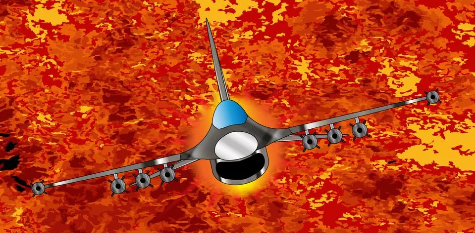 Jet Fighter Leaving The Aftermath Stock Illustration