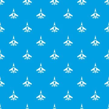 Jet fighter plane pattern seamless blue Stock Illustration