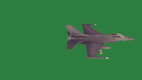 Jet Flying On Green Screen Chroma Key Background Stock Footage 338011642
