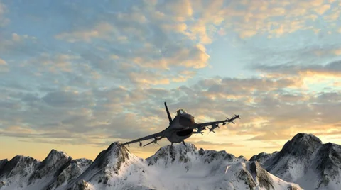 Jet flying over mountains on the camera Video stock 37183533