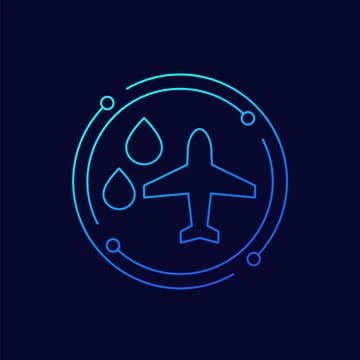 Jet fuel icon with plane, linear design Ilustração Stock