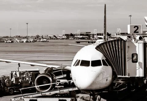 Jet at the gate Stock Photos