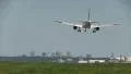 Jet landing, clear blue sky HD Footage