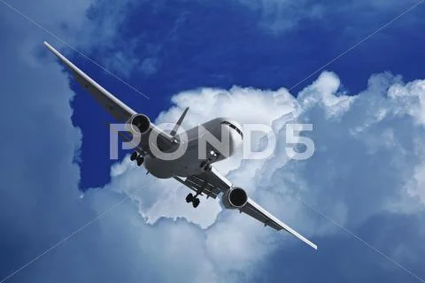 Jet liner climbs after take-off Stock Photos