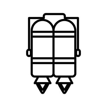 Jet pack icon linear logo mark in black and white Stock Illustration