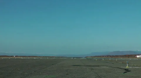 The jet passenger plane makes landing according to the trip schedule Stock Footage 23587775