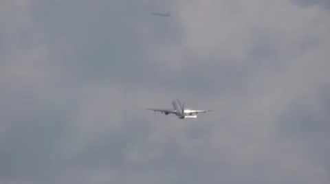 Jet Passing Jet in Flight Stock Footage 53256714
