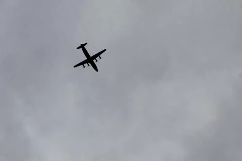 Jet plane on background of cloudy sky 写真素材