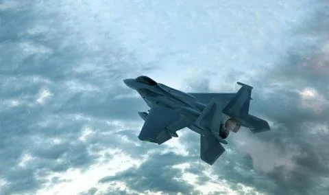 The jet plane on a background of the sky. 3d render 스톡 일러스트