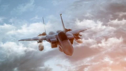 The jet plane on a background of the sky. 3d render Illustrazione stock