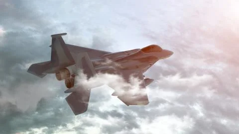 The jet plane on a background of the sky. 3d render Illustrazione stock