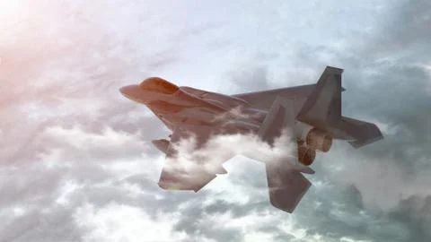 The jet plane on a background of the sky. 3d render Illustrazione stock