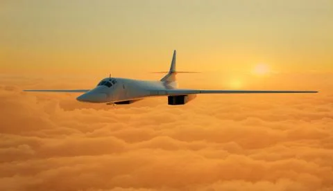 The jet plane on a background of the sky. 3d render 写真素材