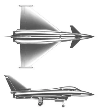 Jet plane chrome isolated on white 3d rendering Stock Illustration