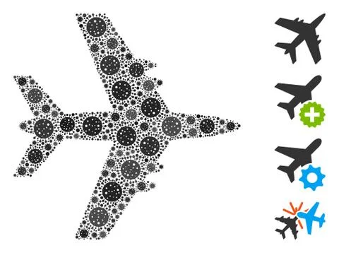 Jet Plane Collage of CoronaVirus Elements 스톡 일러스트