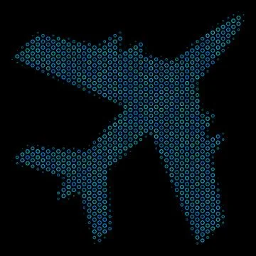 Jet Plane Composition Icon of Halftone Spheres Illustrazione stock