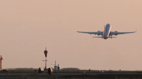 Jet Plane Dusk Take Off Stock Footage 27824677