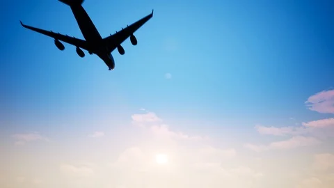 Jet Plane Fly Over Sunset Stock Footage 102209390