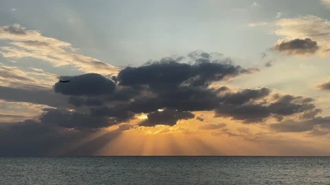 Jet plane flying during a sunset. Stock Footage 231119433