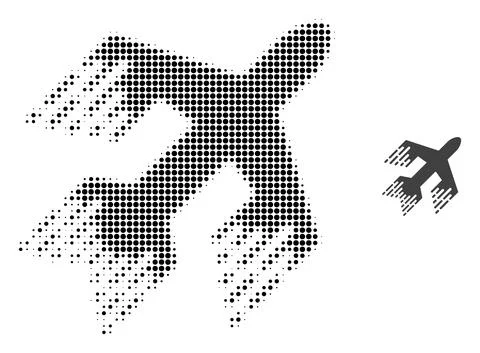 Jet Plane Halftone Dot Icon イラスト素材