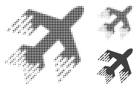 Jet Plane Halftone Dotted Icon 스톡 일러스트
