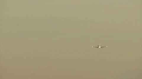 Jet plane landing from fall away Stock-Footage 2336153