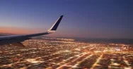 Jet Plane Landing In Los Angeles Lax Airport. Window Wing. 4K Uhd Timelapse. Stock Footage