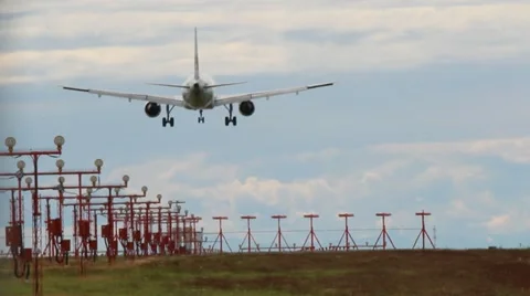 Jet Plane Landing Vancouver International Airport (YVR) 2 of 2 Stock Footage