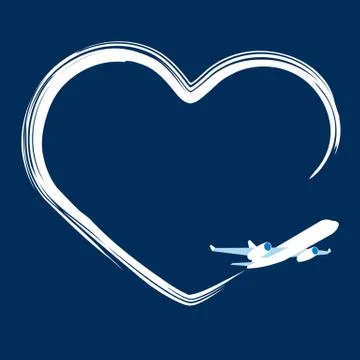 Jet plane left trace in the shape of heart Stock Illustration