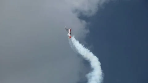 Jet Plane Looping Air Show Extreme Flight Acrobatic Motion Aircraft Smoke Sport Stock Footage 8548256