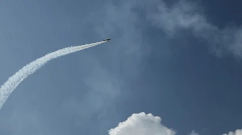 Jet Plane Looping Air Show Extreme Flight Acrobatics Maneuver Aircraft Sport Day Stock Footage 8548400