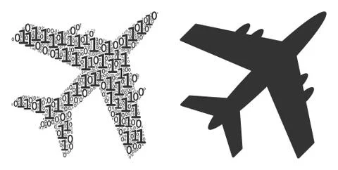 Jet Plane Mosaic of Binary Digits Illustrazione stock