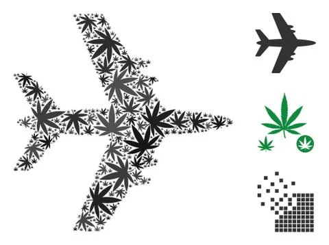 Jet Plane Mosaic of Marijuana 스톡 일러스트