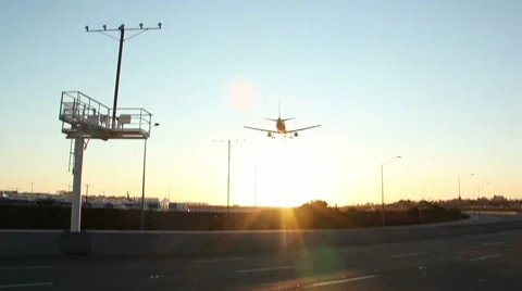 Jet Plane Overhead Pass and Pan with Audio Stock Footage 8836256
