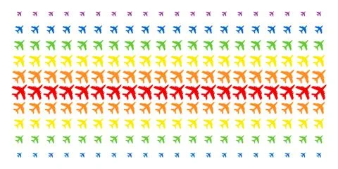 Jet Plane Shape Halftone Spectrum Array 스톡 일러스트