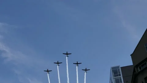 Jet Planes are flying over the Wellington Pride Festival, New Zealand Stock Footage 138666955