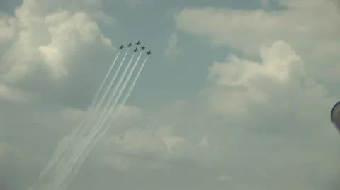 JET PLANES DOING AWESOME ROLLS AND CLIMBS WITH SMOKE Stock Footage 49361676