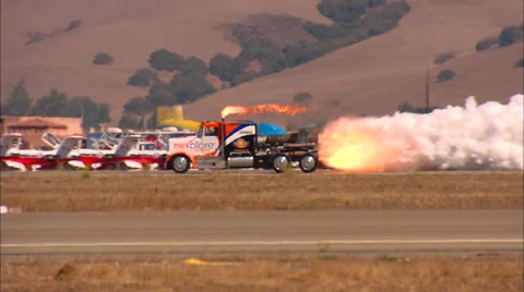 Jet Powered Rocket TRUCK Start Up Stock Footage 38224291