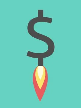 Jet rocket dollar rising Stock Illustration