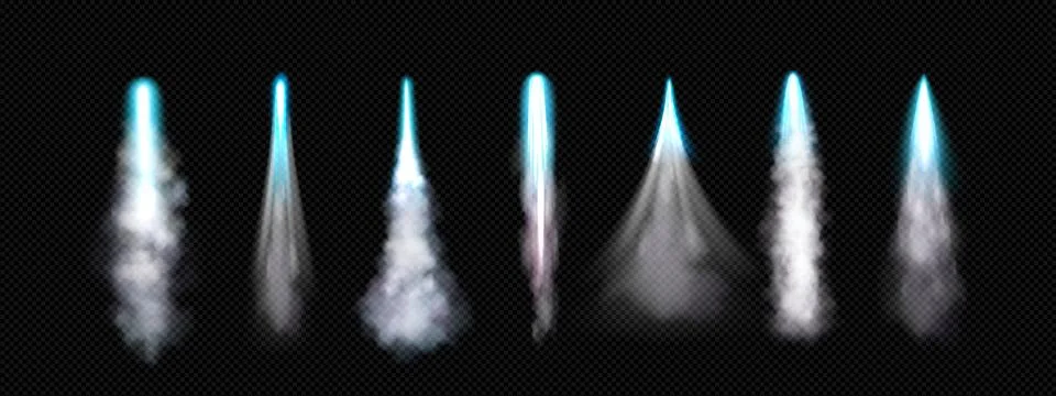 Jet rocket fire streams with blue flames and smoke Illustrazione stock