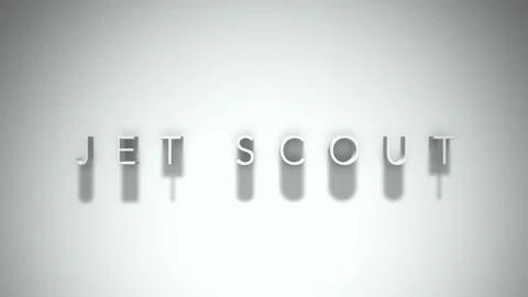Jet scout 3D title animation with shadows on a white background Stock Footage 297570385